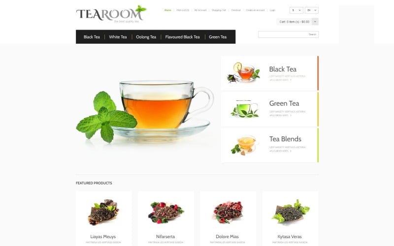 Modelo OpenCart responsivo para loja de chá grátis