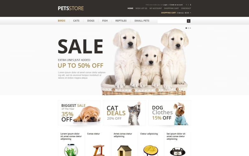 Tema OpenCart grátis para Pet Store