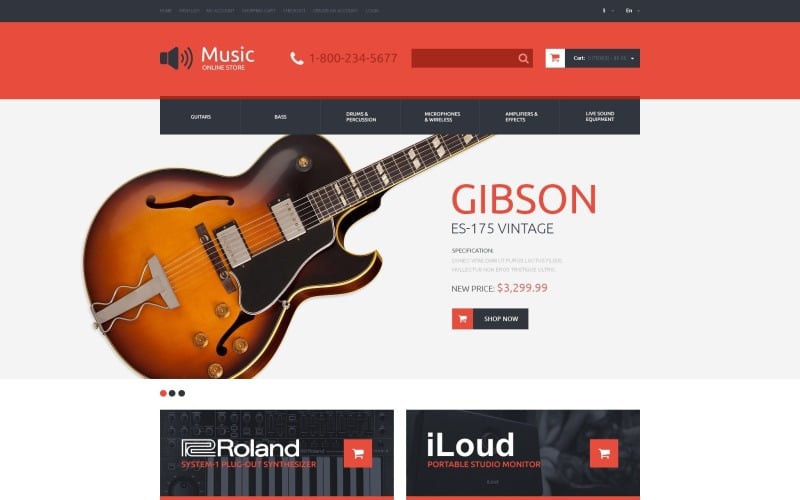 Free Music Store Responsive OpenCart Template