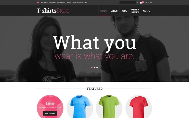 Plantilla OpenCart responsiva para tienda de camisetas gratis