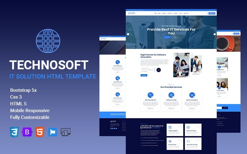 Technosoft - HTML -mall för IT -lösning