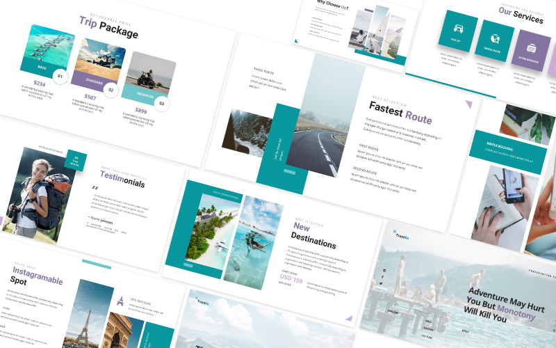 Modèle de diapositives de l'agence de voyage Travellia