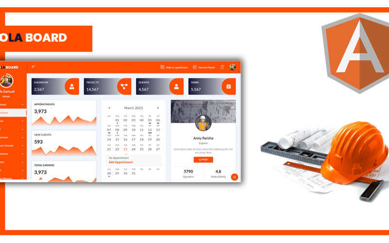 Toola Board - Engineering Dashboard Angular Website-Vorlage