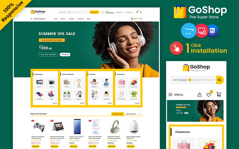 GoShop - электронный многоцелевой мега шаблон OpenCart