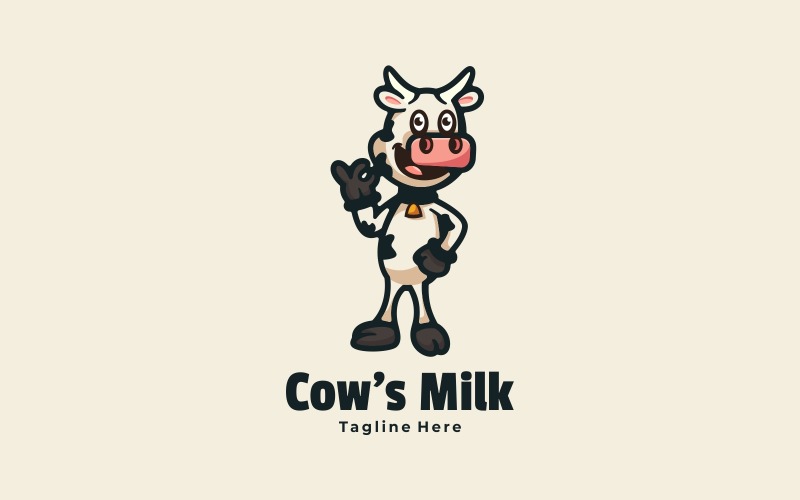 Kuh-Maskottchen-Cartoon-Logo-Stil