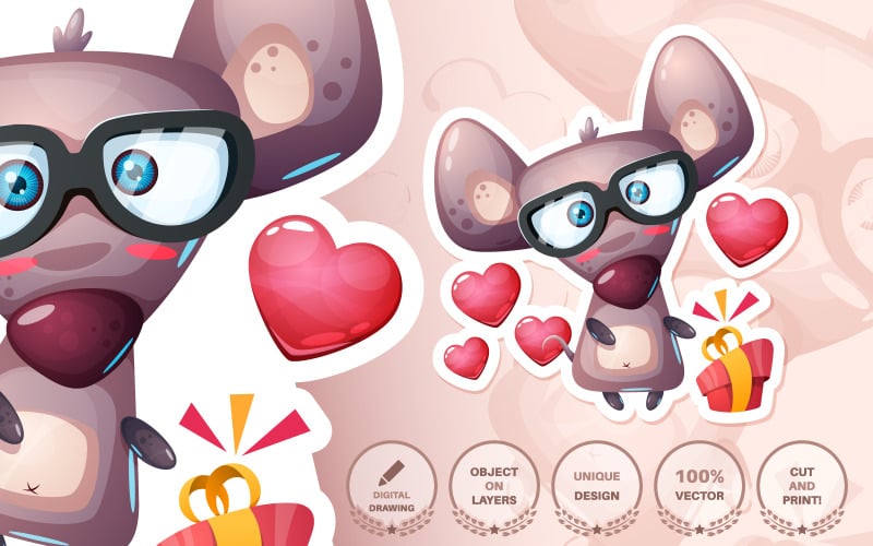 Personnage de dessin animé jolie souris - modèle sans couture, illustration graphique