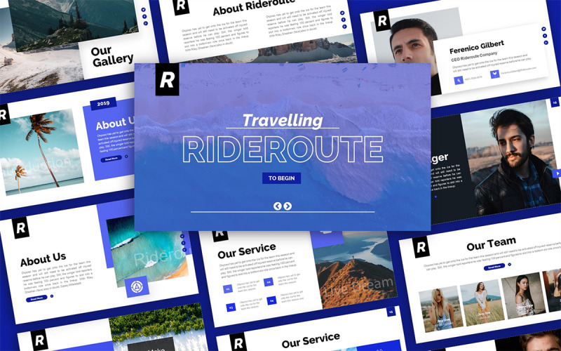 Rideroute Reizende Presentatie Sjablonen PowerPoint presentatie