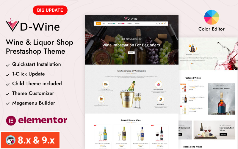 DWine - Şarap ve İçki Dükkanı Prestashop Duyarlı Şablonu