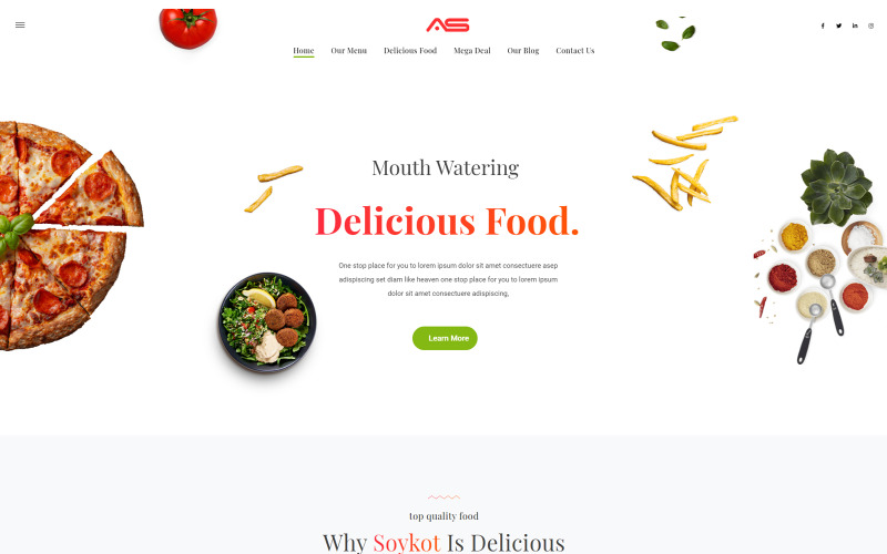 Soykot | Plantilla de aterrizaje HTML5 para restaurantes de comida rápida y pizza