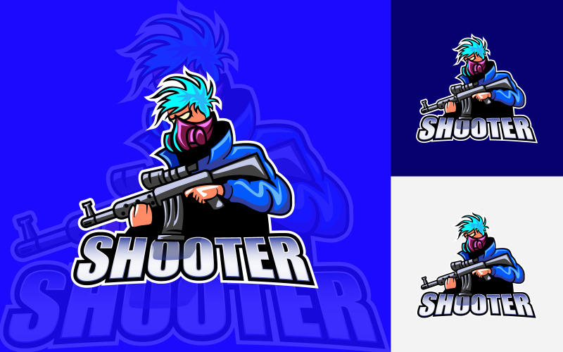 Gratis Shooter Soldier Mascot Logo Design Vector