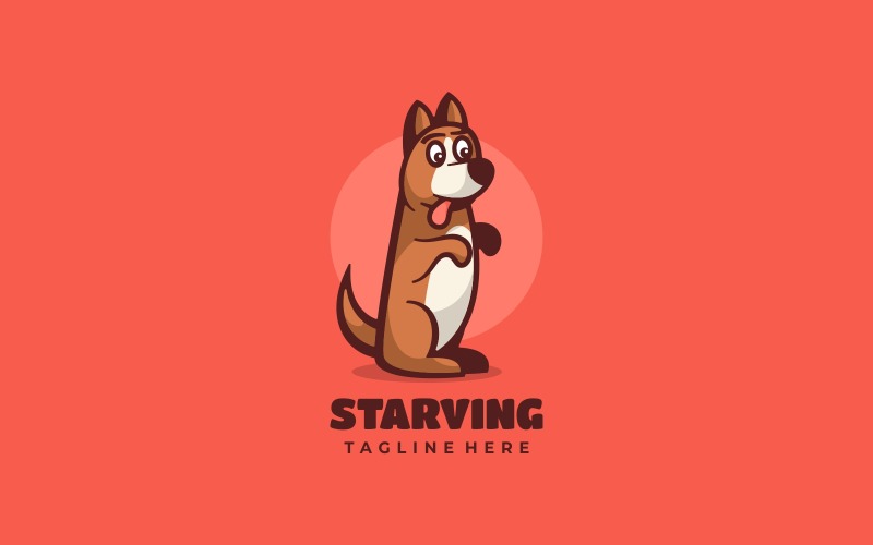 Logotipo da mascote do cachorro morrendo de fome