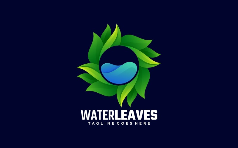 Logotipo de degradado de hojas de agua