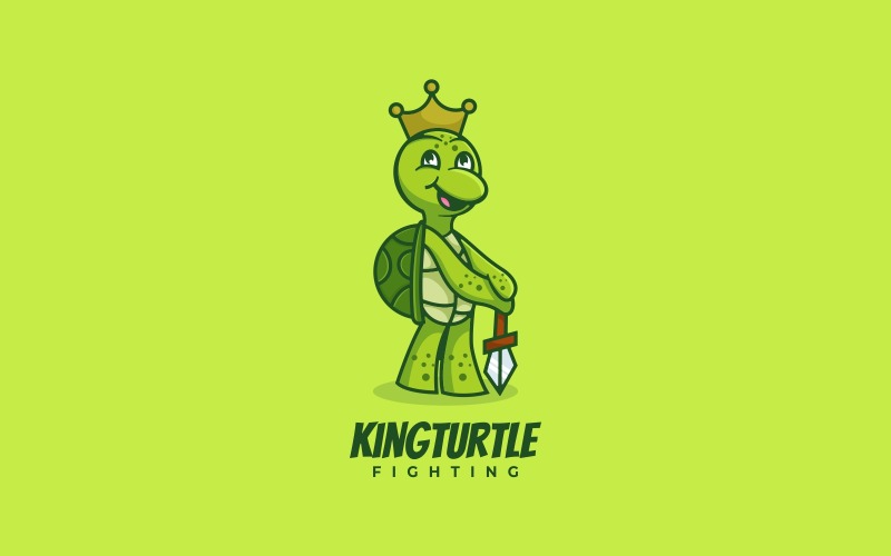 Plantilla de logotipo de dibujos animados de tortuga rey