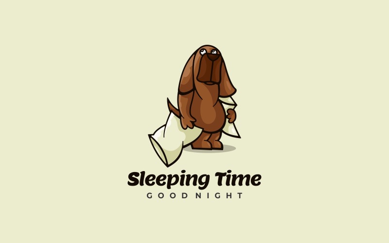 Schlafende Zeit Hund Cartoon Logo