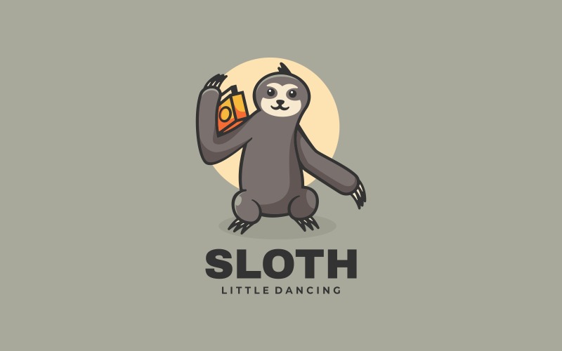 Sloth tecknad logotyp mall