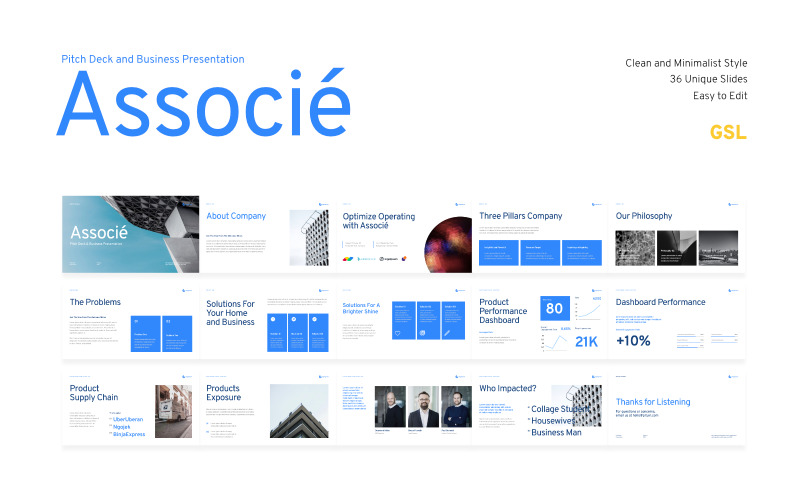 Associe – Prezentacja biznesowa Pitch Deck – Szablon Prezentacji Google