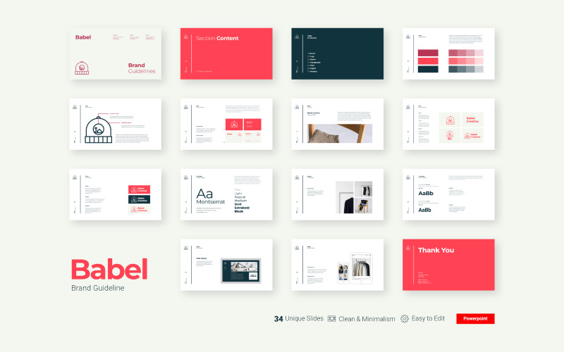 Babel - Presentazione delle linee guida del marchio - Modello PowerPoint