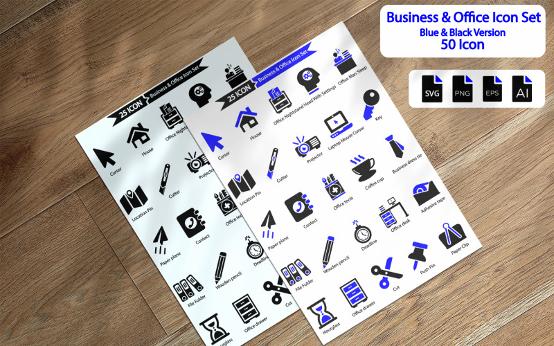 Paquete de 50 iconos premium para negocios y oficinas