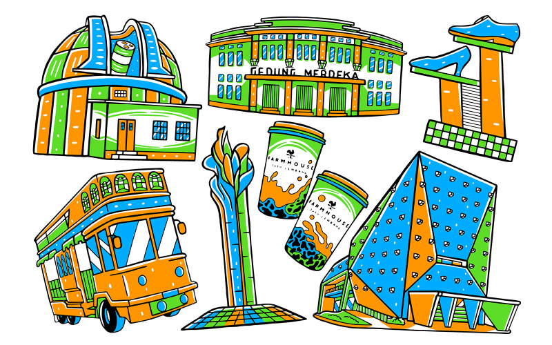 Bandung Stad - Doodle Vector #01