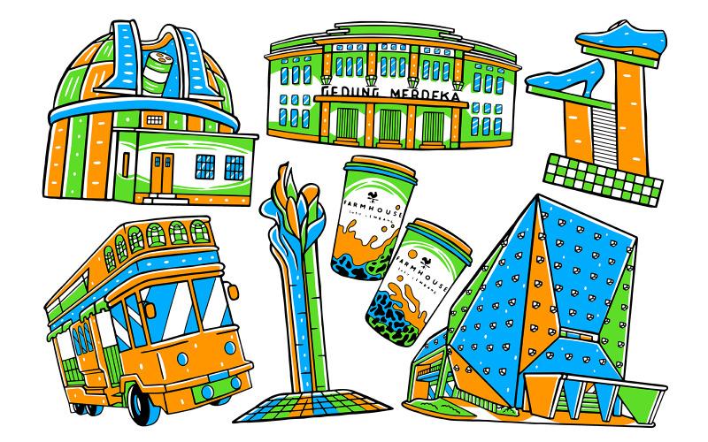 Cidade de Bandung - Doodle Vector # 01
