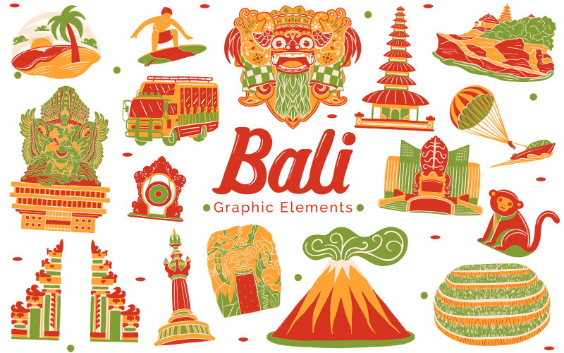 Marco de Bali - ilustração de elementos gráficos
