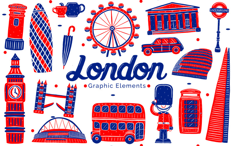 Oriëntatiepunt in Londen - Illustratie van grafische elementen