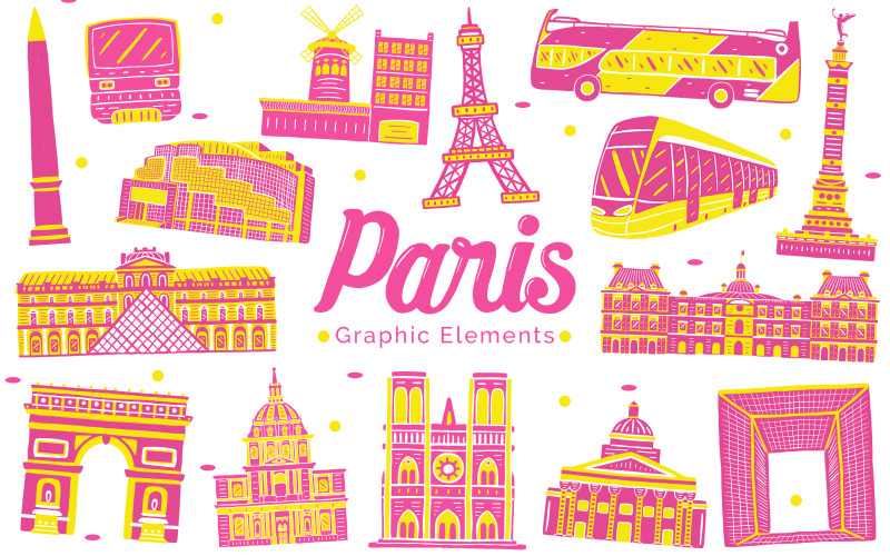 Paris landmärke - grafiska element illustration