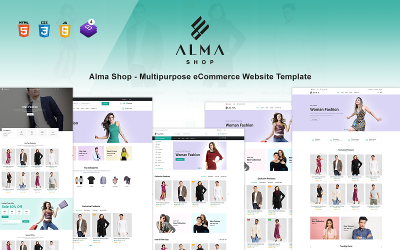 Alma Shop - Sjabloon voor multifunctionele e-commercewebsites