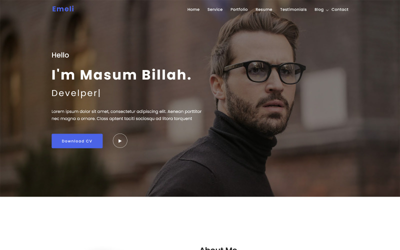 Emeli - Persönlicher Lebenslauf und Portfolio WordPress Theme