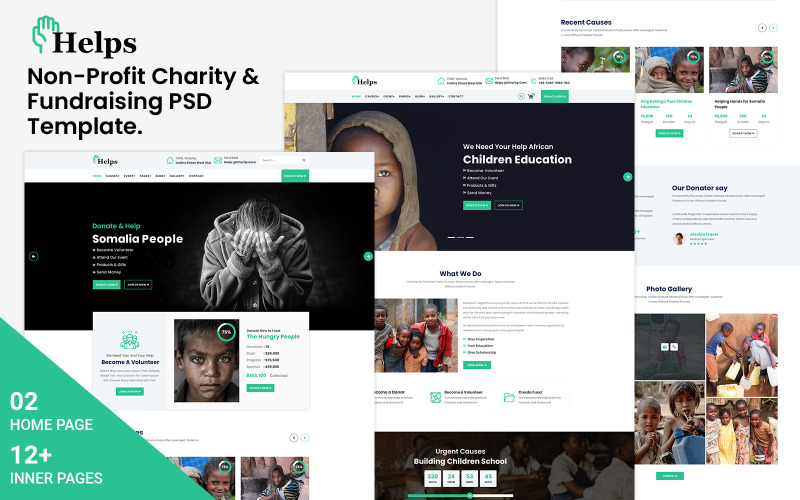 Help's - 非营利慈善和筹款 PSD 模板