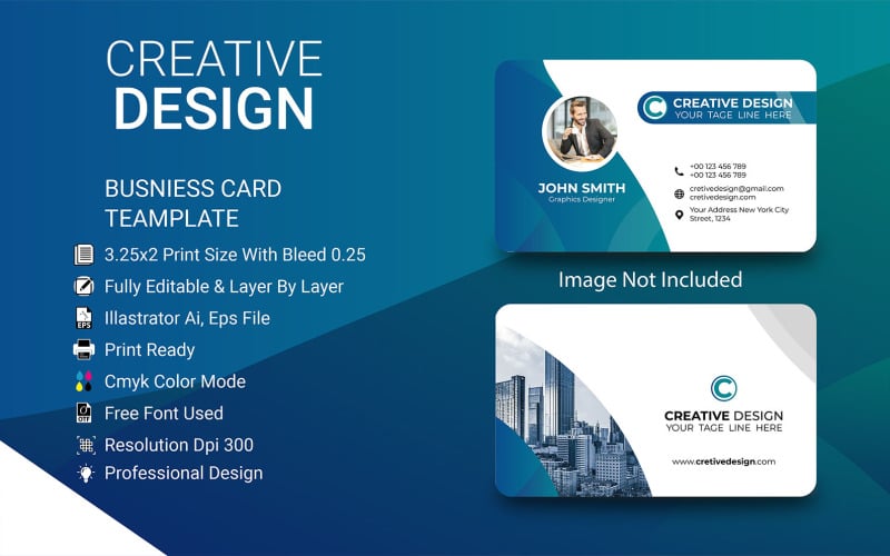 Креативная синяя абстрактная визитная карточка