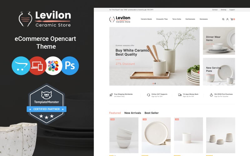 Levilon - 陶瓷和工艺品 OpenCart 主题