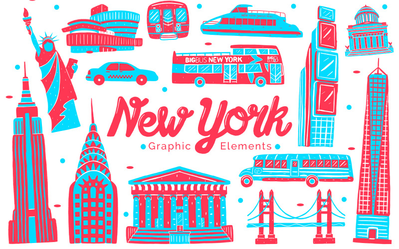 New Yorker Wahrzeichen - Grafikelemente Illustration