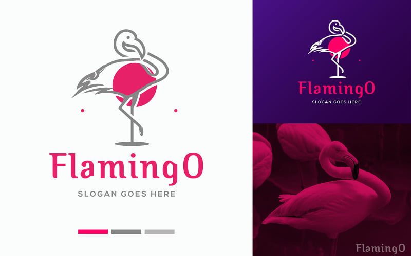 Шаблон оформления логотипа птица фламинго