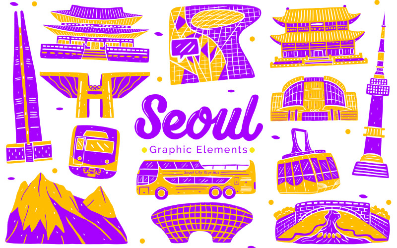 Seoul landmärke - grafiska element illustration