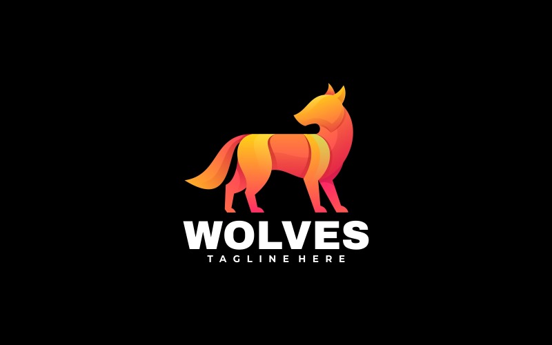 Wölfe Farbverlauf Logo Vorlage