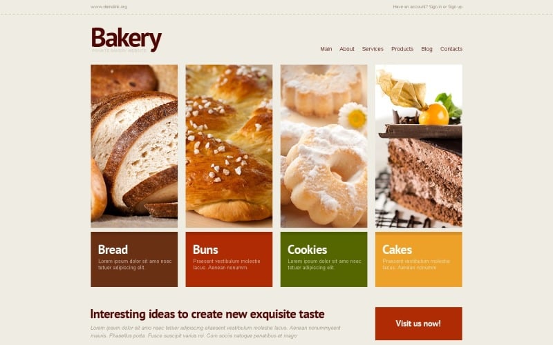Diseño de panadería Bootstrap gratuito de WordPress