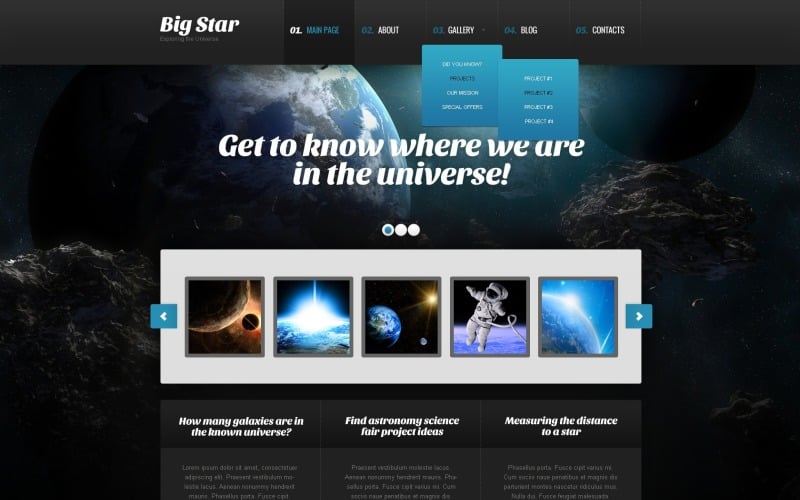 Gratis astronomi WordPress-tema