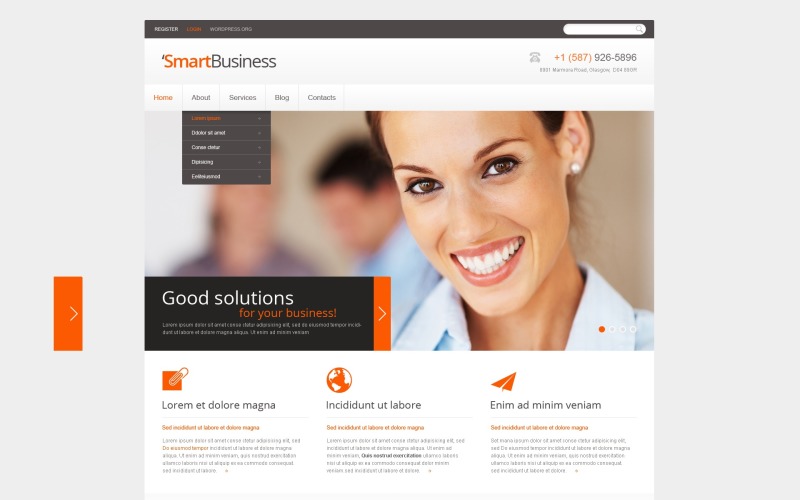Gratis responsiv WordPress -webbplats för företag och tjänster