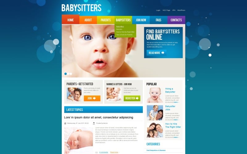 Tema WordPress gratuito para babá