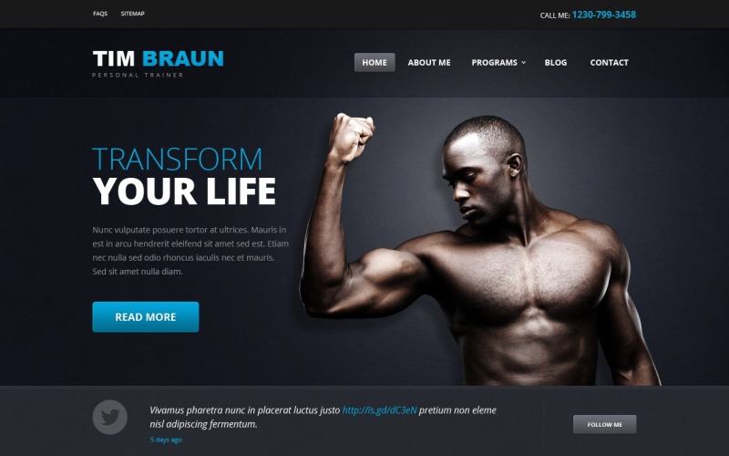 Tema WordPress gratuito per bodybuilding nero