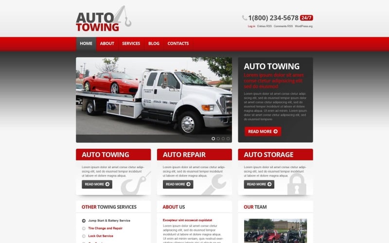 Téma WordPress pro auto-odtahové auto zdarma