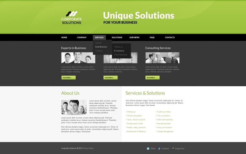 Free of Charge WordPress Responsive Business & Services Template