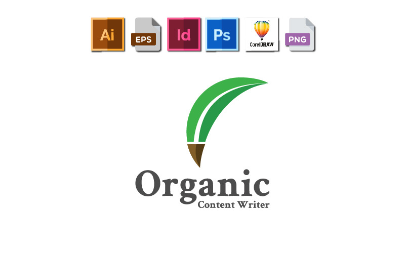 Modèle de logo de rédacteur de contenu organique | Spécialement conçu pour le rédacteur de contenu et polyvalent