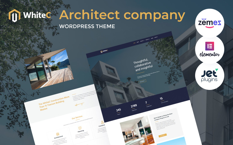 WhiteC - Építész WordPress Elementor Téma Építészeti Weboldalakhoz