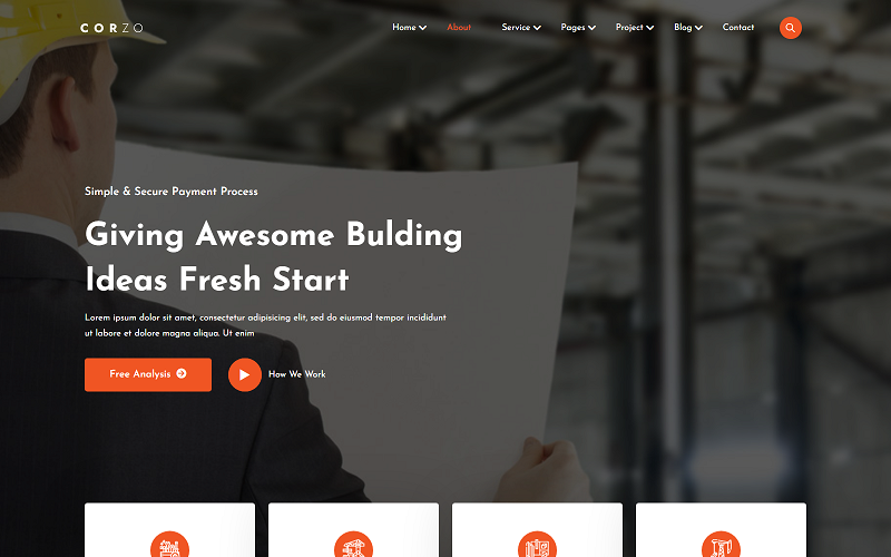 Corzo Construction HTML-sjabloon