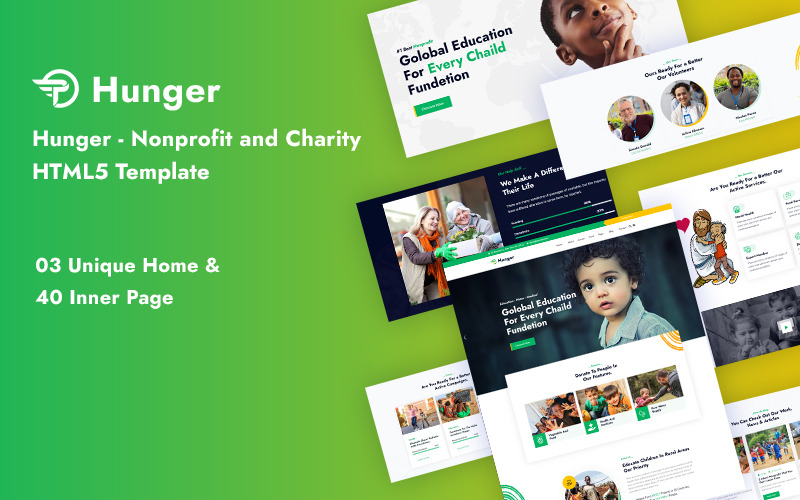 Hunger - Non-profit en liefdadigheidsresponsieve websitesjabloon