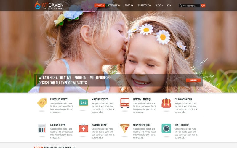 Modelo Joomla 3 gratuito multifuncional Caven