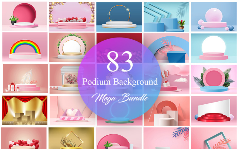 Podium Background Mega Bundle, Pacote de apresentação de produto 3D Podium Background