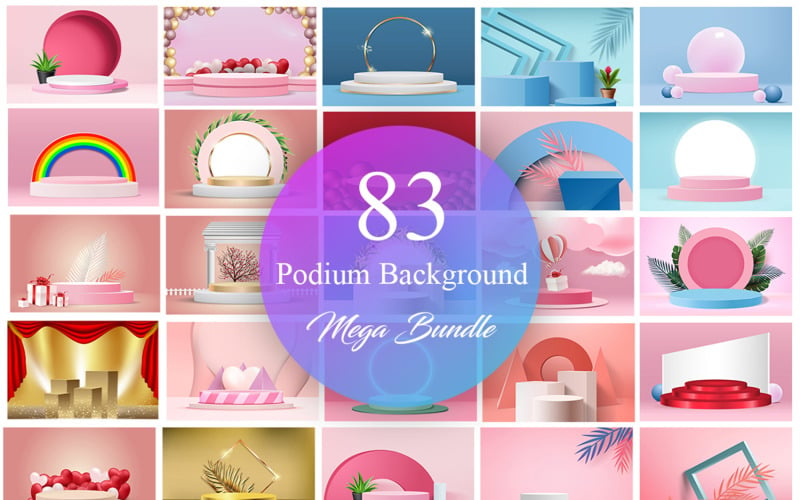 Podium Background Mega Bundle, Product Presentation 3D Podium Background Bundle
